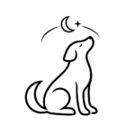 Illustration de chien dans un reve dessin au style minimaliste et symbolique Dictionnaire des rêves