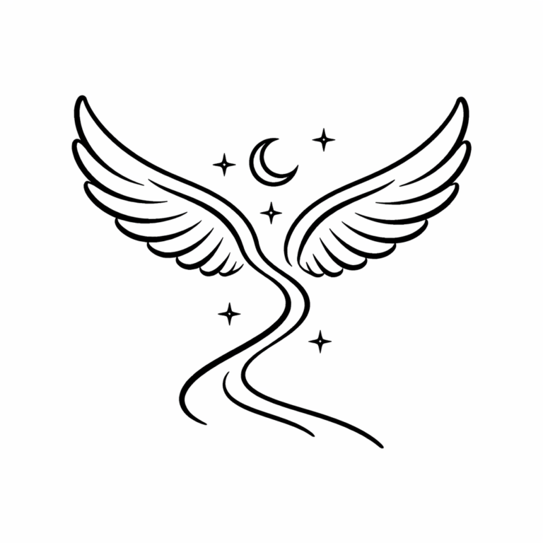 Illustration de pouvoir voler dans un rêve, dessin au style minimaliste et symbolique.