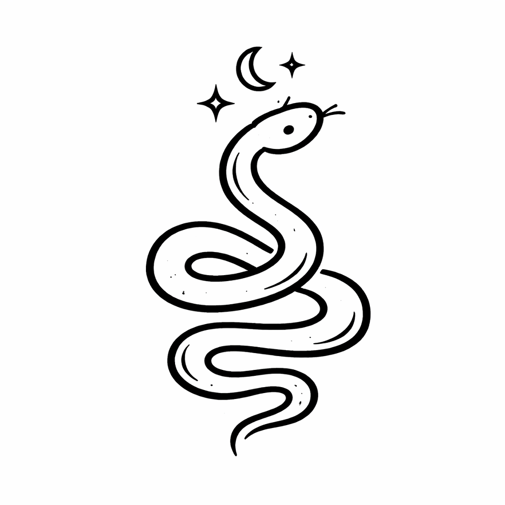 Illustration de serpent dans un reve dessin au style minimaliste et symbolique Dictionnaire des rêves