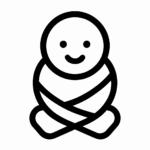 Illustration de : bébé dans un rêve, dessin au style minimaliste et symbolique.