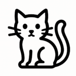 Illustration de : chat dans un rêve, dessin au style minimaliste et symbolique.