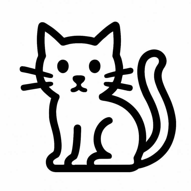 Illustration de : chat dans un rêve, dessin au style minimaliste et symbolique.