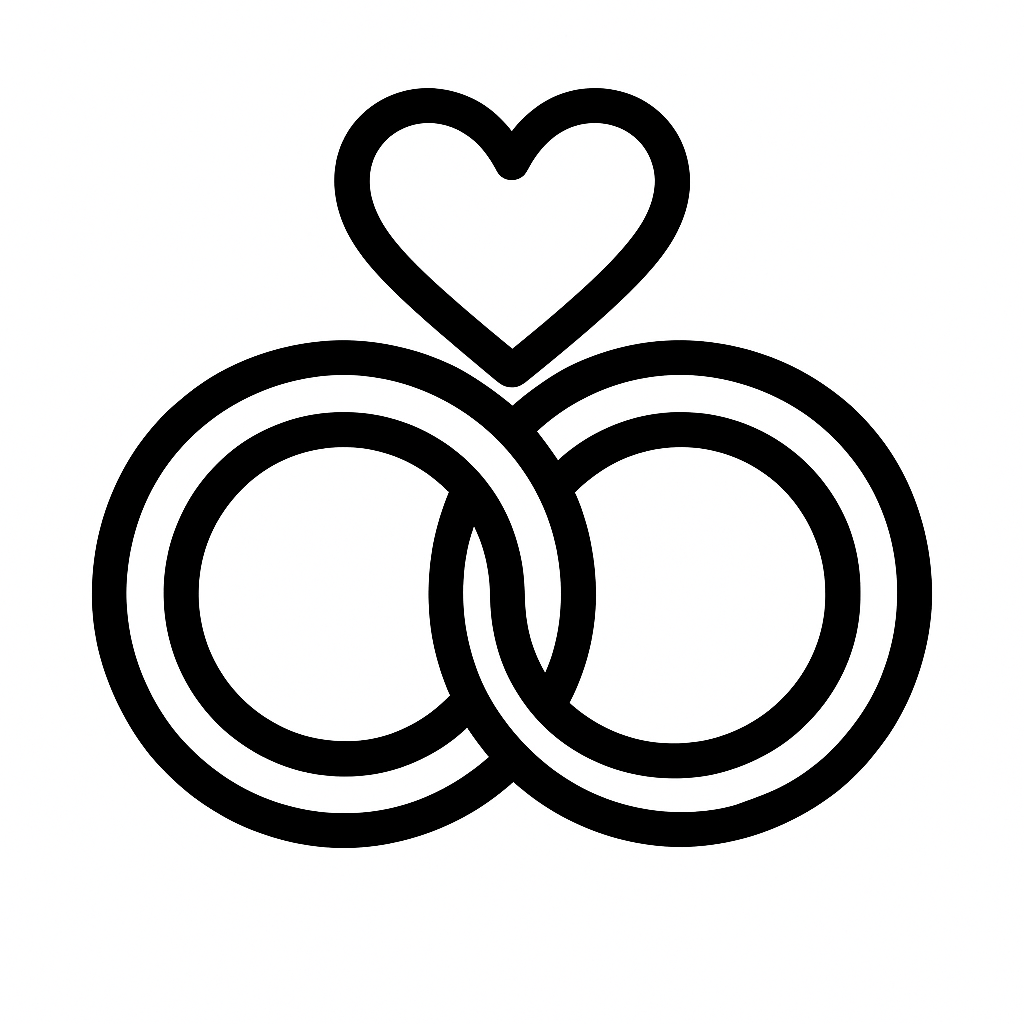 Illustration de : se marier dans un rêve, dessin au style minimaliste et symbolique.