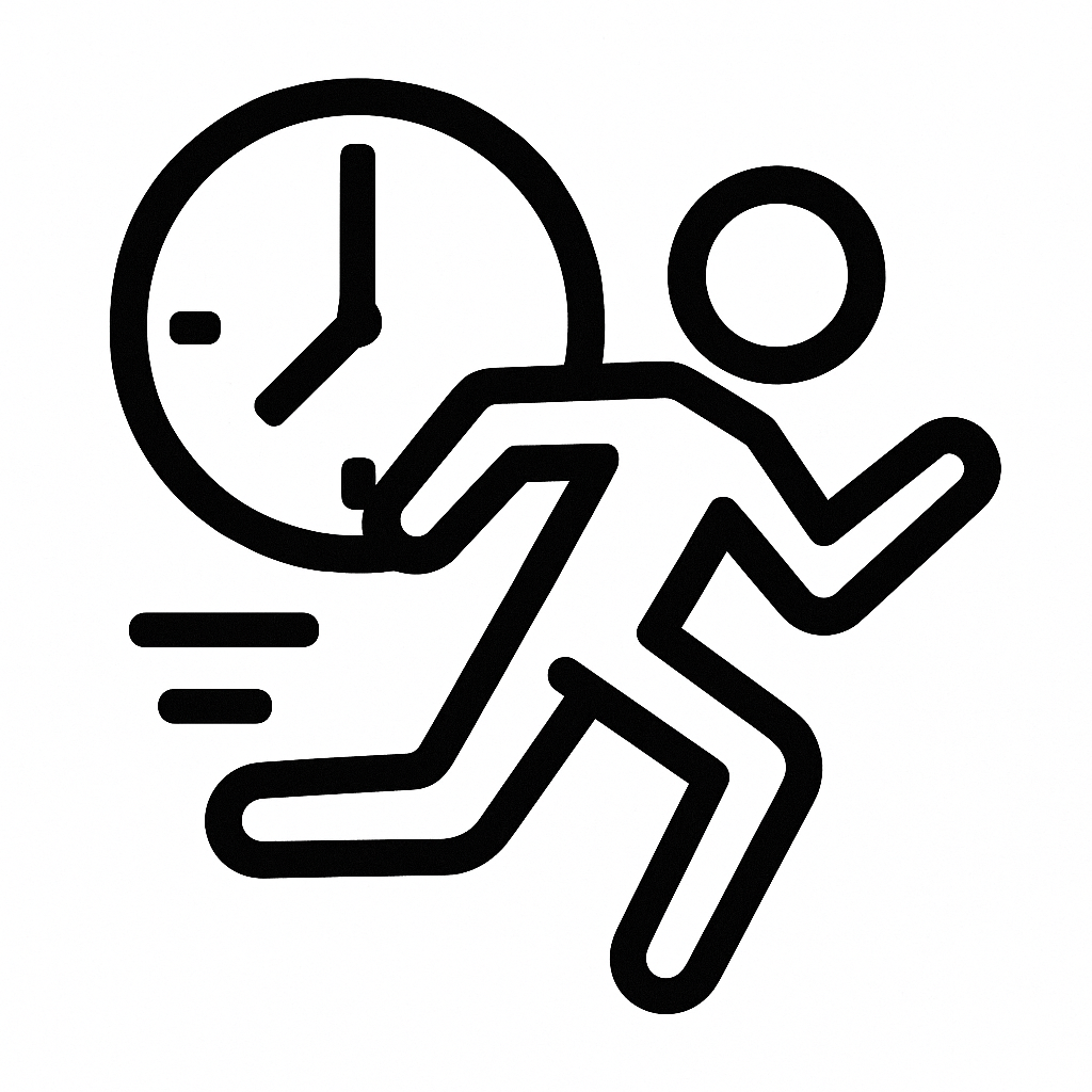 être en retard à un examen Dictionnaire des rêves Illustration de : être en retard dans un rêve, dessin au style minimaliste et symbolique.