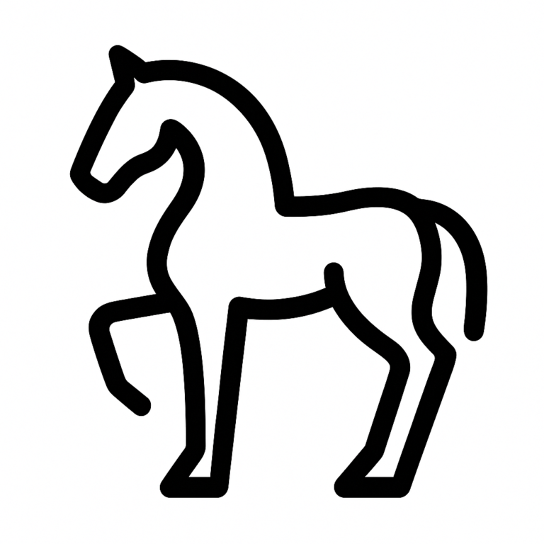 Illustration de : cheval dans un rêve, dessin au style minimaliste et symbolique.