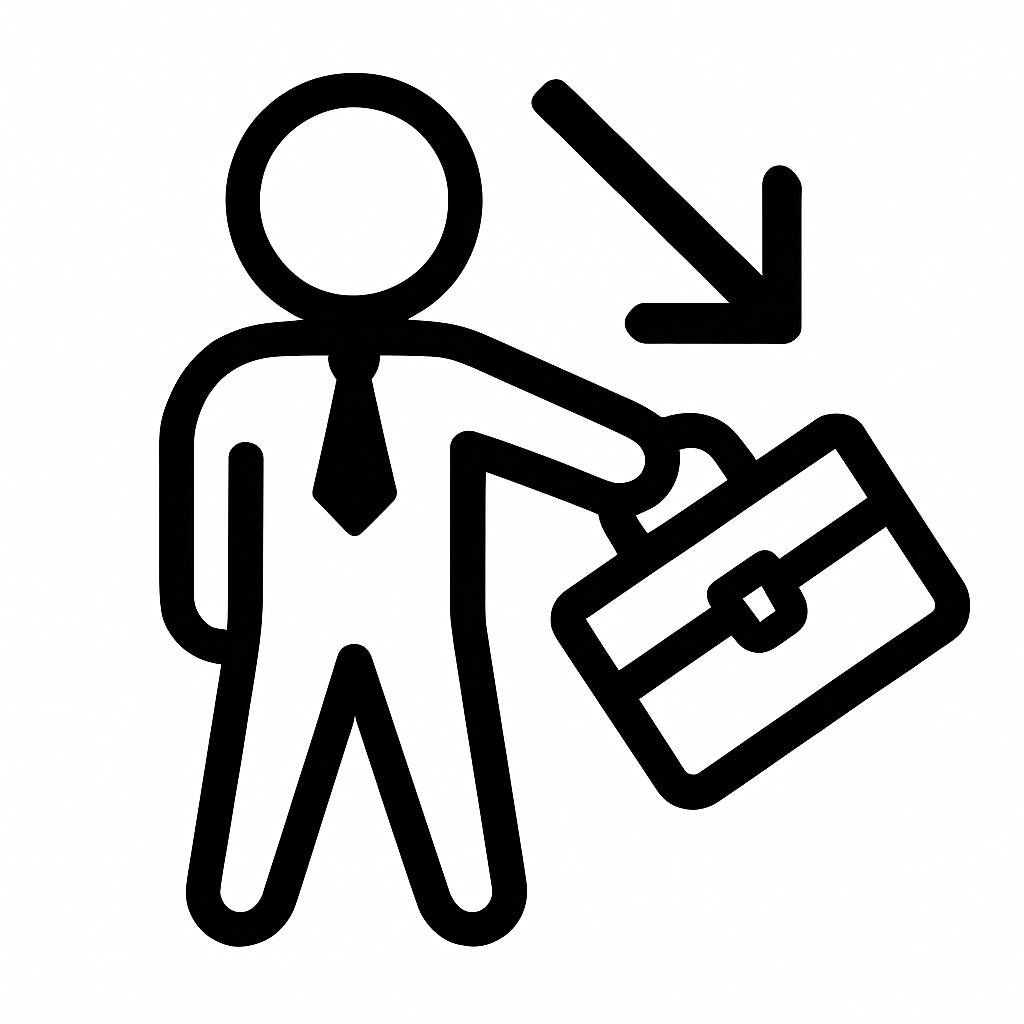 Illustration de : perdre son travail dans un rêve, dessin au style minimaliste et symbolique.