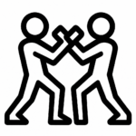 Illustration de : se battre dans un rêve, dessin au style minimaliste et symbolique.