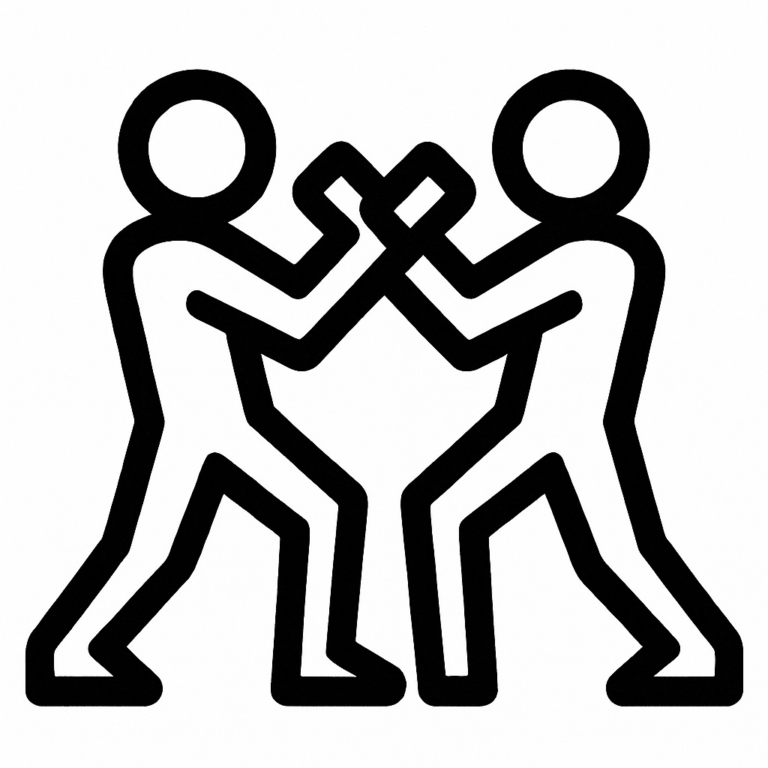 Illustration de : se battre dans un rêve, dessin au style minimaliste et symbolique.