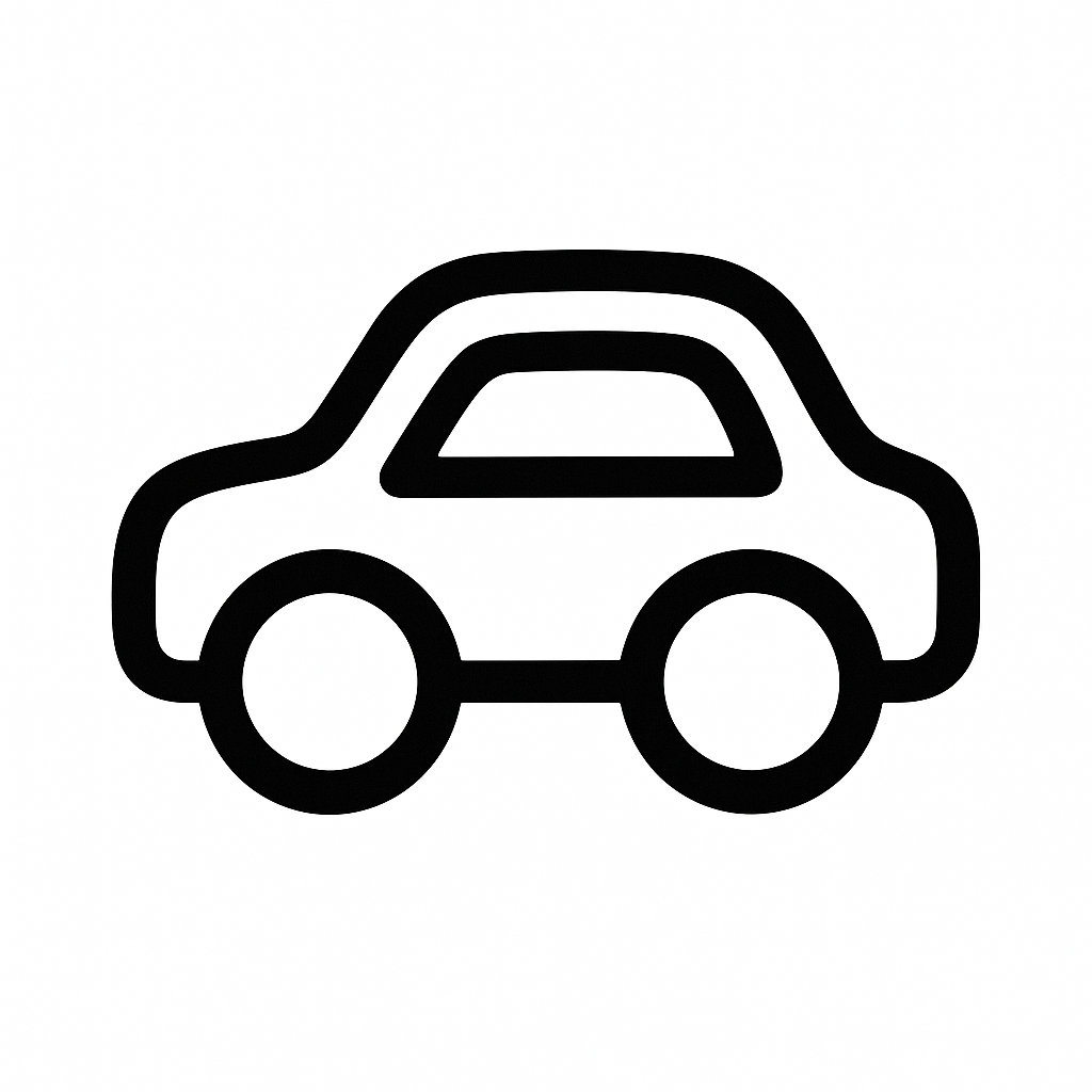 Illustration de : voiture dans un rêve, dessin au style minimaliste et symbolique.