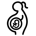 Illustration de : être enceinte dans un rêve, dessin au style minimaliste et symbolique.