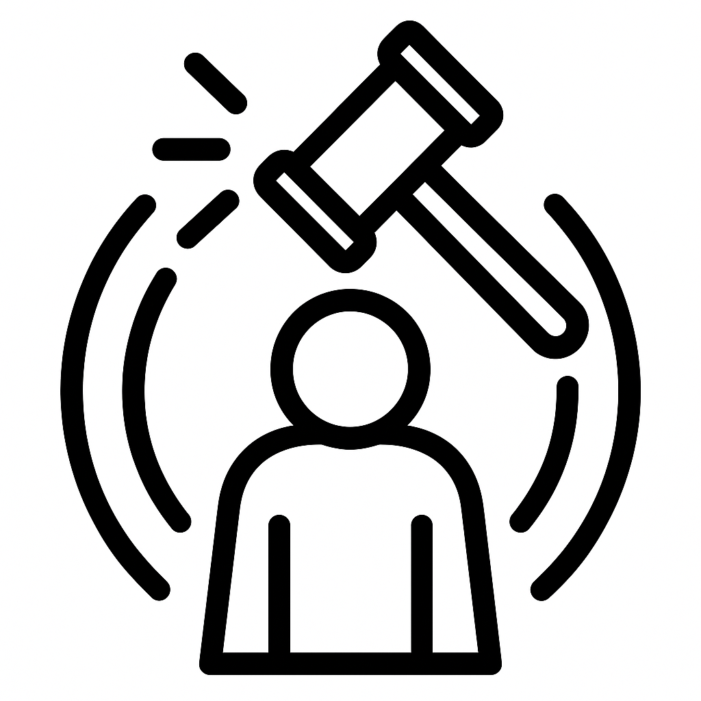 être jugé à l'école Dictionnaire des rêves Illustration de : être jugé dans un rêve, dessin au style minimaliste et symbolique.