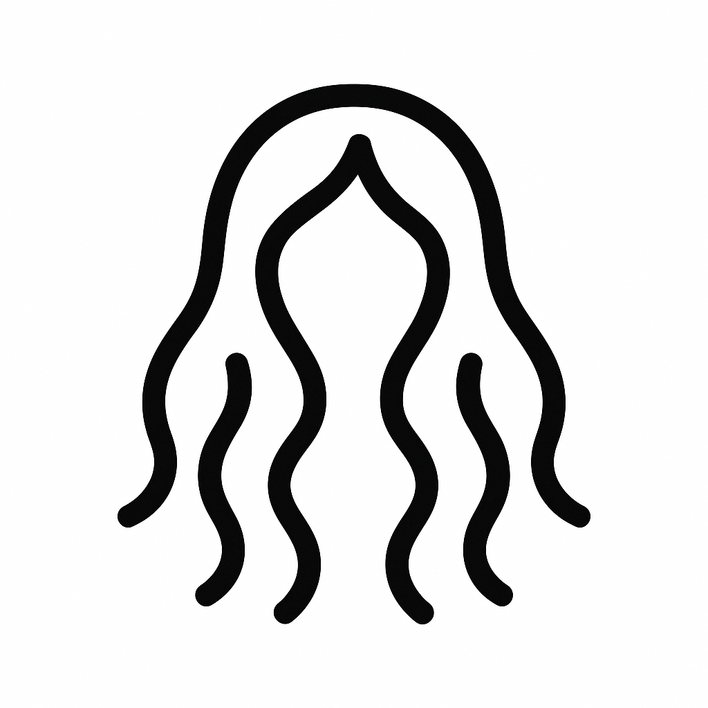 Illustration de : cheveux dans un rêve, dessin au style minimaliste et symbolique.