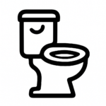Illustration de : toilettes dans un rêve, dessin au style minimaliste et symbolique.