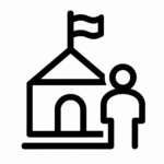 Illustration de : école dans un rêve, dessin au style minimaliste et symbolique.