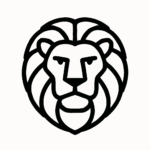 Illustration de : lion dans un rêve, dessin au style minimaliste et symbolique.