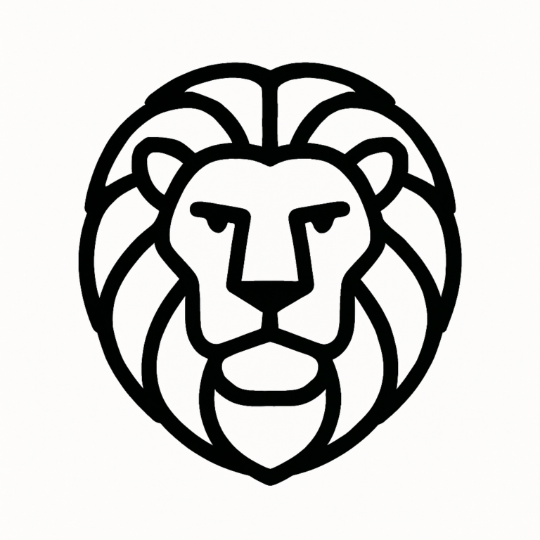 Illustration de : lion dans un rêve, dessin au style minimaliste et symbolique.