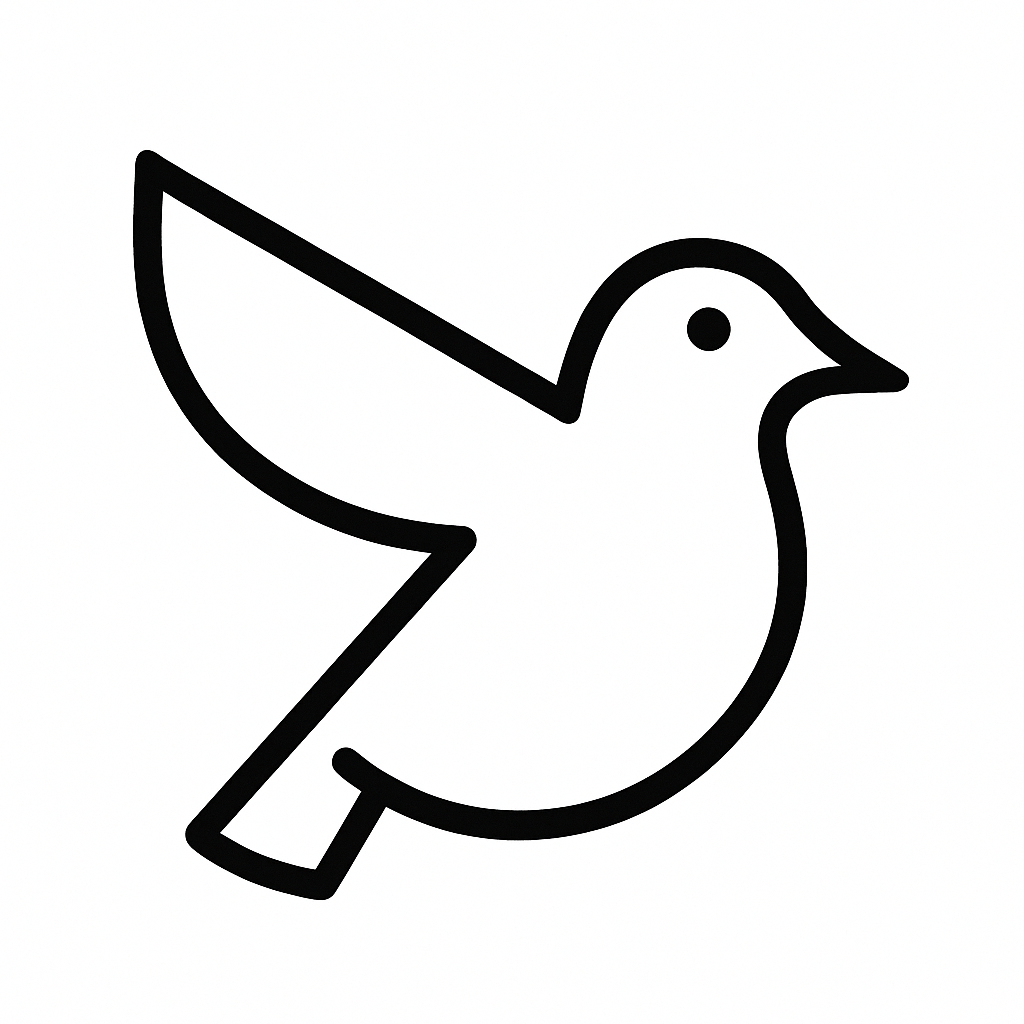 Illustration de : oiseau dans un rêve, dessin au style minimaliste et symbolique.