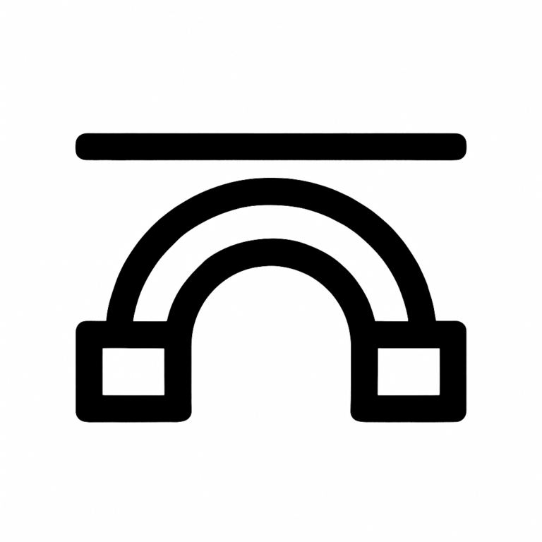 Illustration de : pont dans un rêve, dessin au style minimaliste et symbolique.