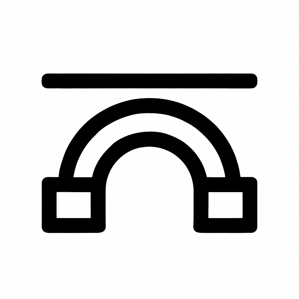 Illustration de : pont dans un rêve, dessin au style minimaliste et symbolique.