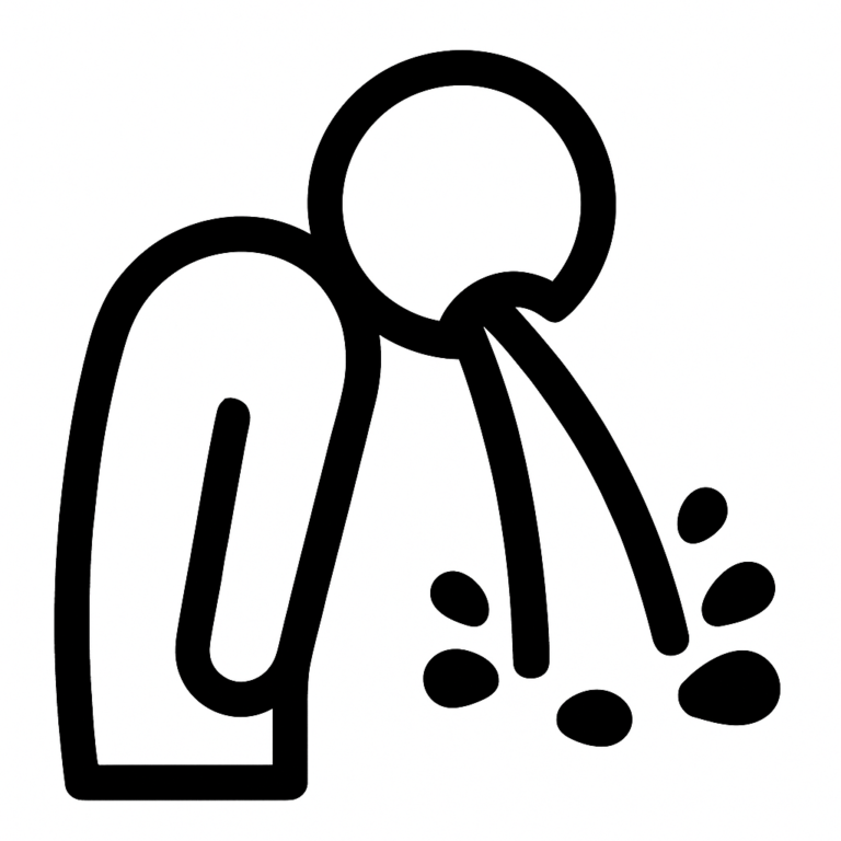 Illustration de : vomir dans un rêve, dessin au style minimaliste et symbolique.