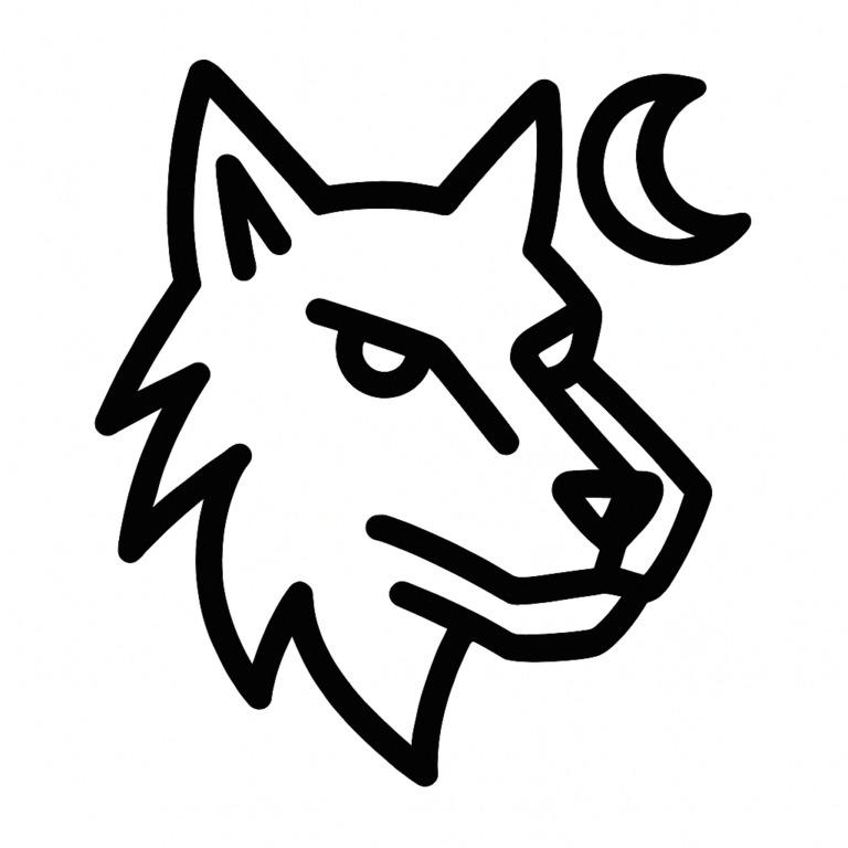 Illustration de : loup dans un rêve, dessin au style minimaliste et symbolique.