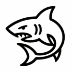 Illustration de : requin dans un rêve, dessin au style minimaliste et symbolique.