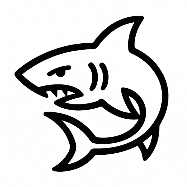 Illustration de : requin dans un rêve, dessin au style minimaliste et symbolique.