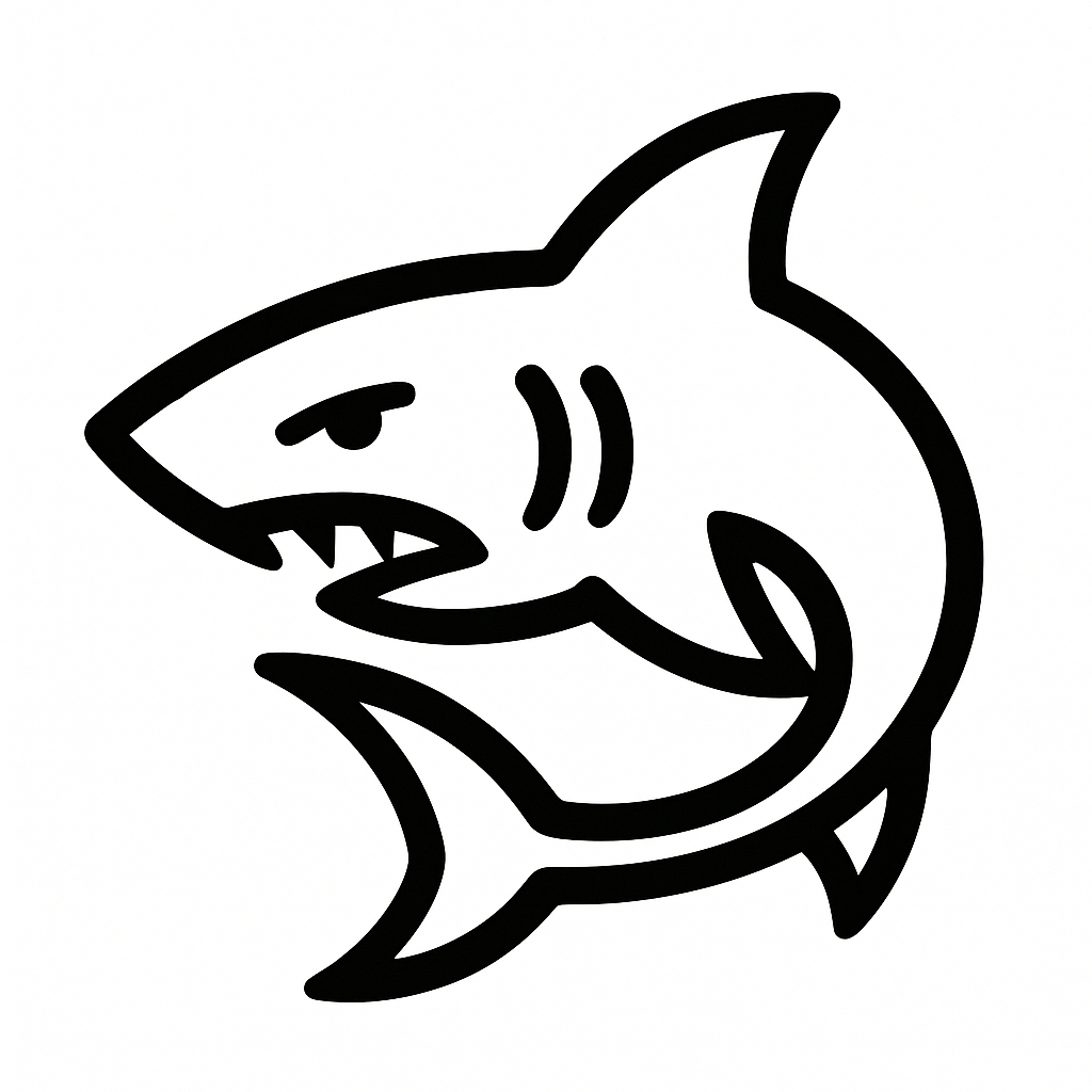 Illustration de : requin dans un rêve, dessin au style minimaliste et symbolique.