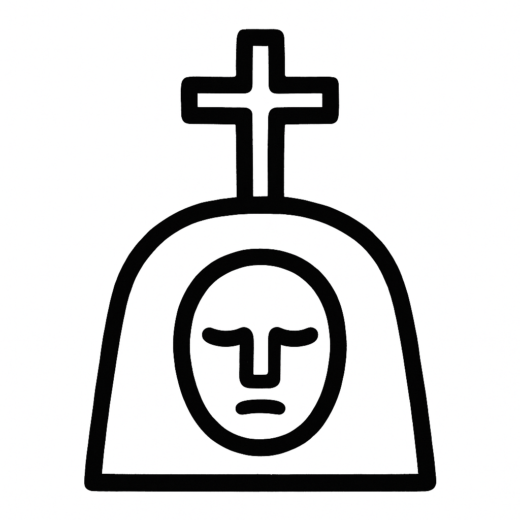 Illustration de : être enterré dans un rêve, dessin au style minimaliste et symbolique.
