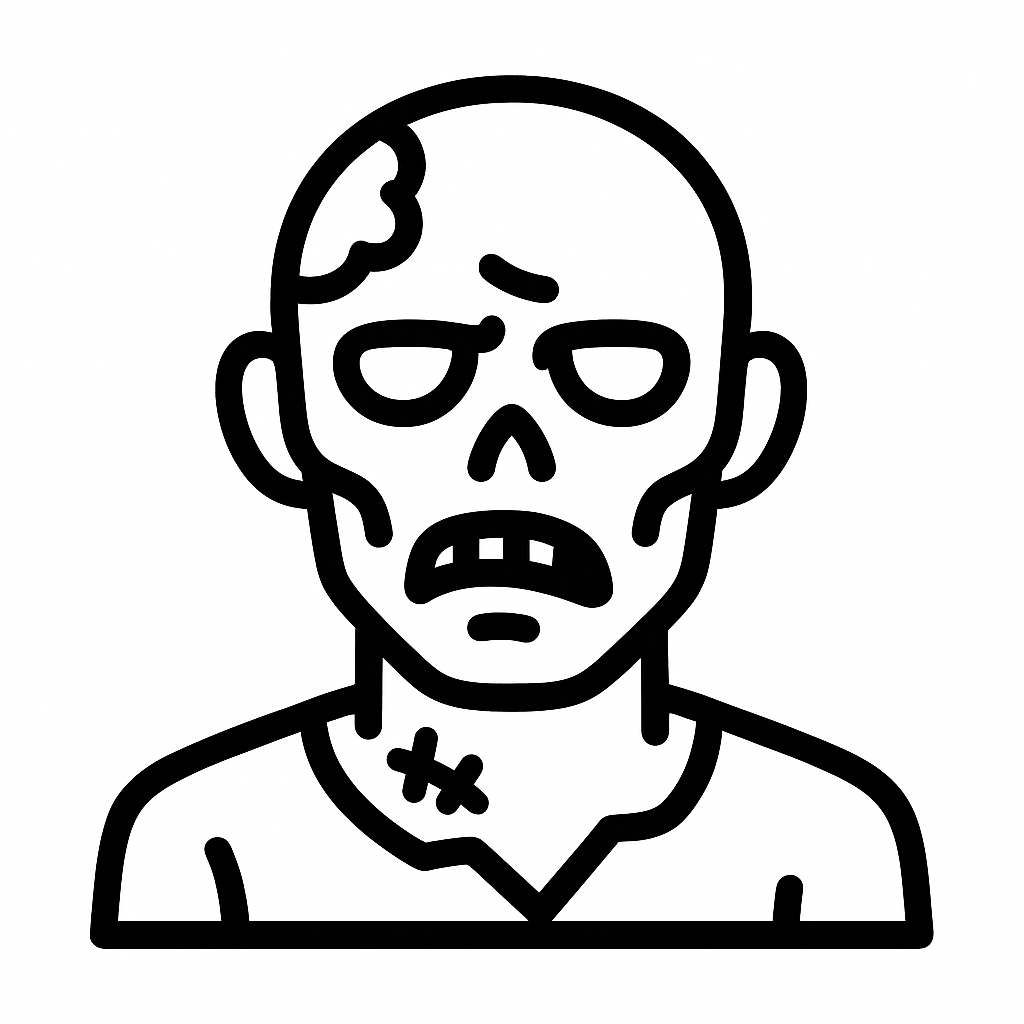 Illustration de : zombie dans un rêve, dessin au style minimaliste et symbolique.