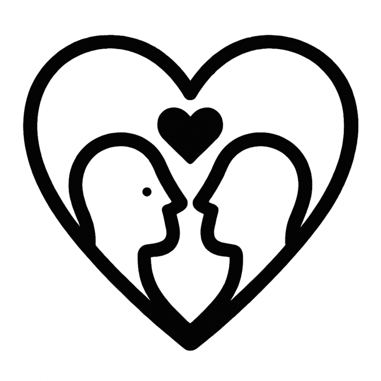 Illustration de : amour dans un rêve, dessin au style minimaliste et symbolique.