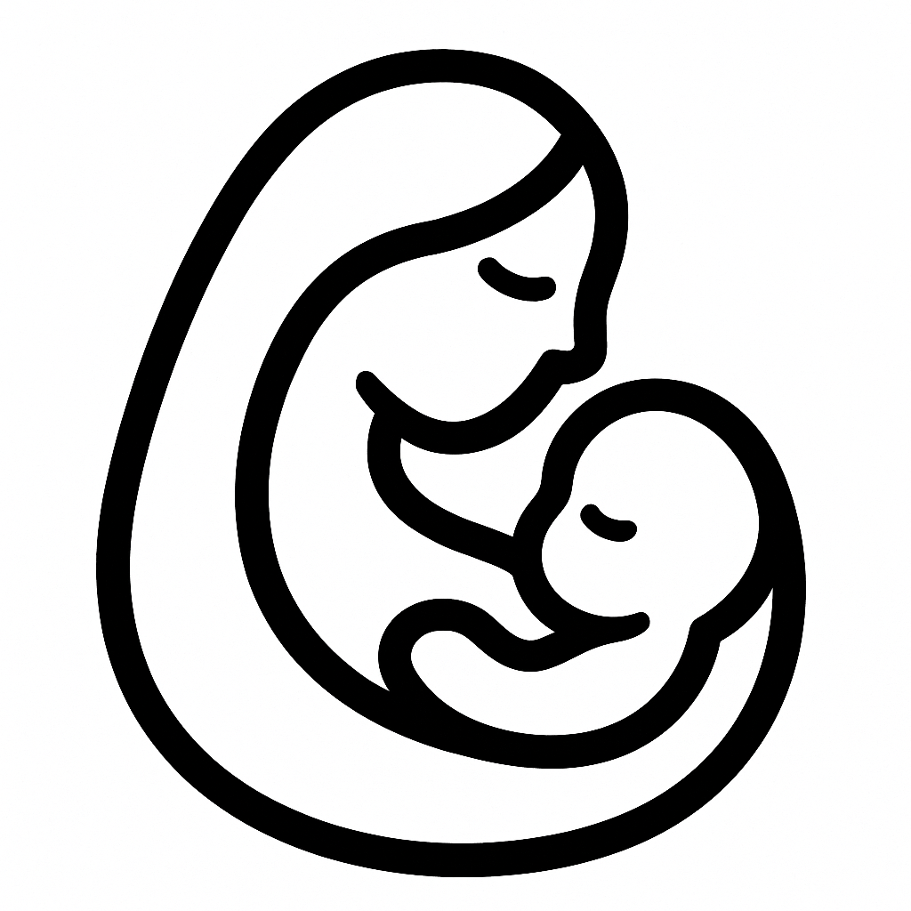 mère avec un bébé Dictionnaire des rêves Illustration de : mère dans un rêve, dessin au style minimaliste et symbolique.