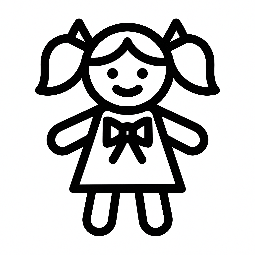 poupée Dictionnaire des rêves Illustration de : poupée dans un rêve, dessin au style minimaliste et symbolique.