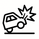 Illustration de : accident dans un rêve, dessin au style minimaliste et symbolique.