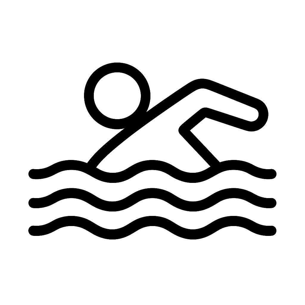 Illustration de : nager dans un rêve, dessin au style minimaliste et symbolique.