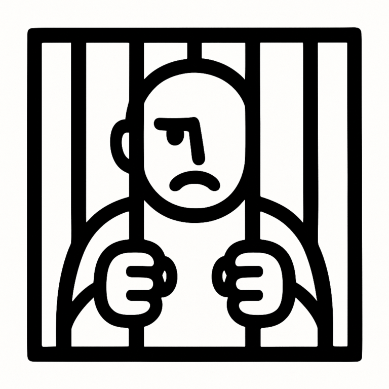 Illustration de : prison dans un rêve, dessin au style minimaliste et symbolique.