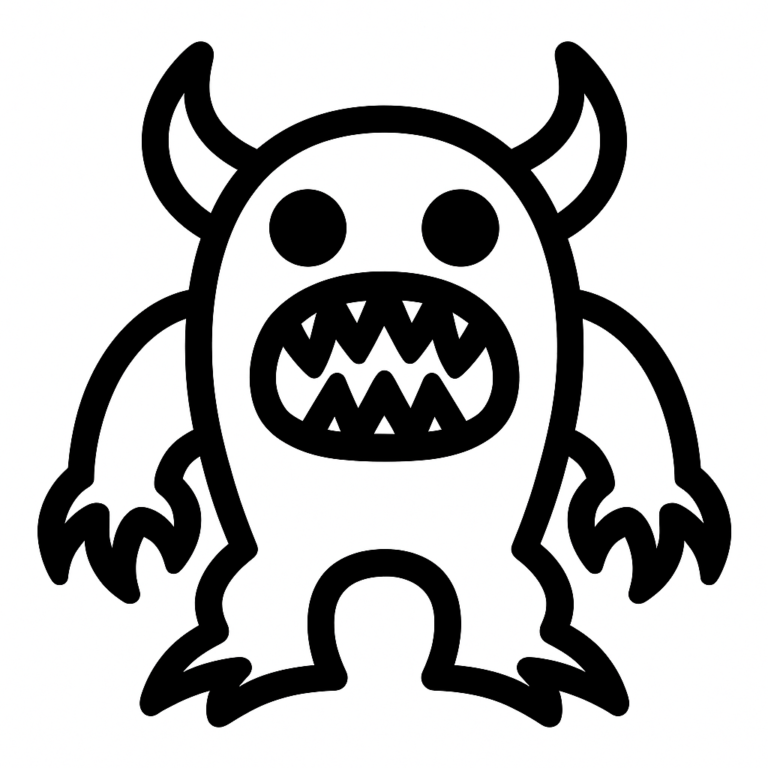 Illustration de : monstre dans un rêve, dessin au style minimaliste et symbolique.