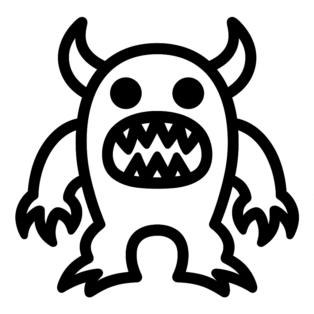 monstre dans ma maison Dictionnaire des rêves Illustration de : monstre dans un rêve, dessin au style minimaliste et symbolique.