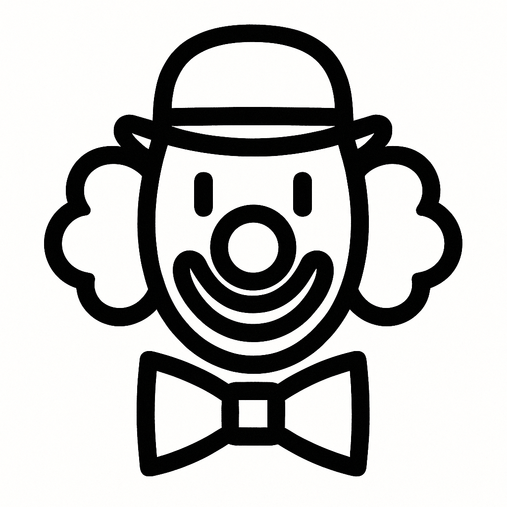 clown clown dans la maison Dictionnaire des rêves Illustration de : clown dans un rêve, dessin au style minimaliste et symbolique.