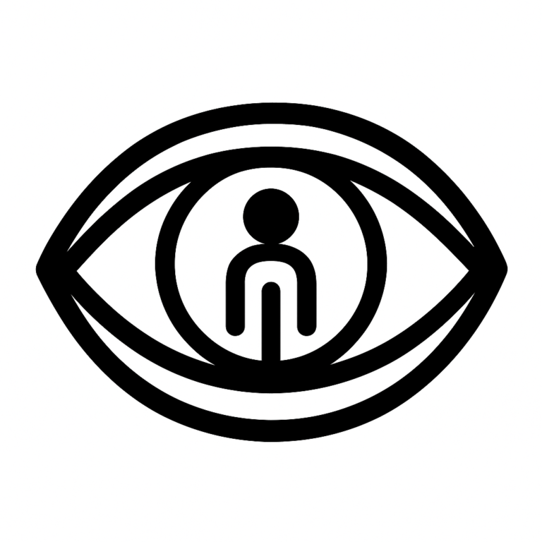 Illustration de : être observé dans un rêve, dessin au style minimaliste et symbolique.